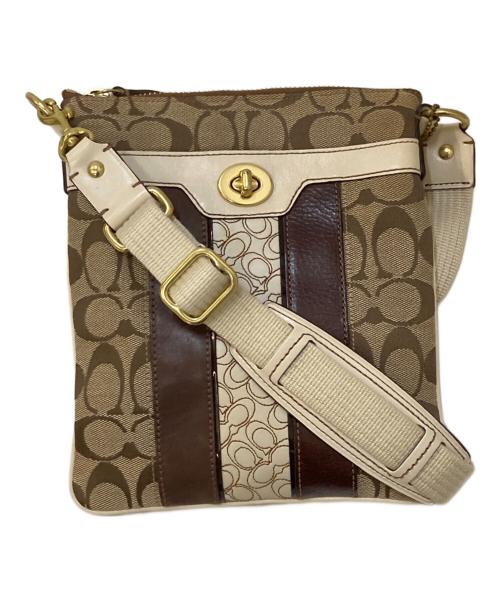 COACH（コーチ）COACH (コーチ) ターンロック パッチワーク シグネチャー ショルダーバッグ ベージュの古着・服飾アイテム