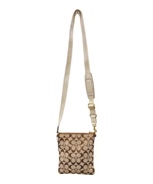 COACH（コーチ）COACH (コーチ) ターンロック パッチワーク シグネチャー ショルダーバッグ ベージュの古着・服飾アイテム