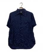 COMME des GARCONS SHIRTコムデギャルソンシャツ）の古着「シルクライク S/Sステッチデザインシャツ」｜ネイビー