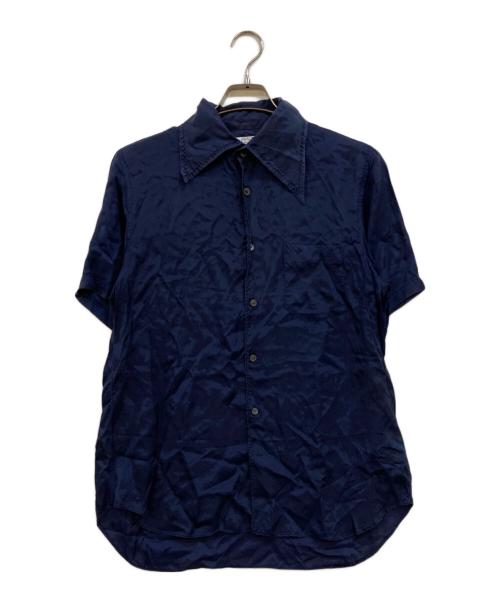 COMME des GARCONS SHIRT（コムデギャルソンシャツ）COMME des GARCONS SHIRT (コムデギャルソンシャツ) シルクライク S/Sステッチデザインシャツ ネイビー サイズ:Sの古着・服飾アイテム