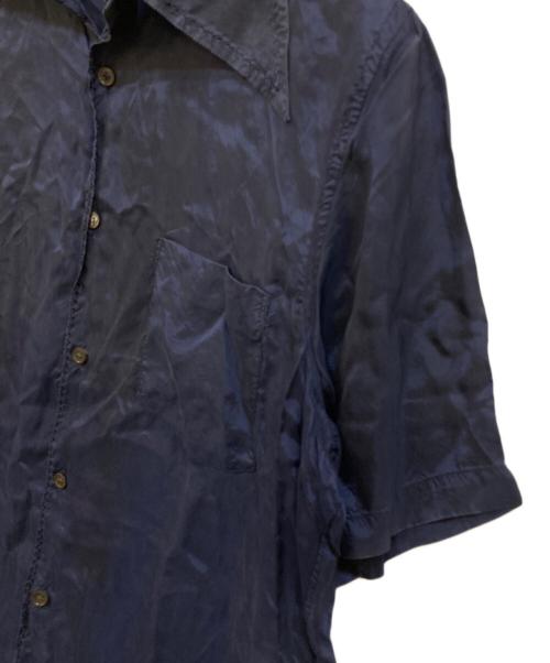 COMME des GARCONS SHIRT（コムデギャルソンシャツ）COMME des GARCONS SHIRT (コムデギャルソンシャツ) シルクライク S/Sステッチデザインシャツ ネイビー サイズ:Sの古着・服飾アイテム