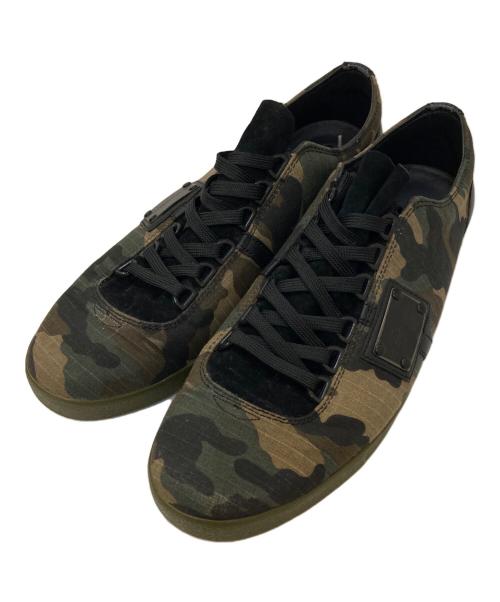 DOLCE & GABBANA（ドルチェ＆ガッバーナ）DOLCE & GABBANA (ドルチェ＆ガッバーナ) カモフラキャンバススニーカー カーキ サイズ:9の古着・服飾アイテム