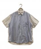 COMME des GARCONS HOMMEコムデギャルソン オム）の古着「切替ストライプシャツ」｜ブルー×グレー