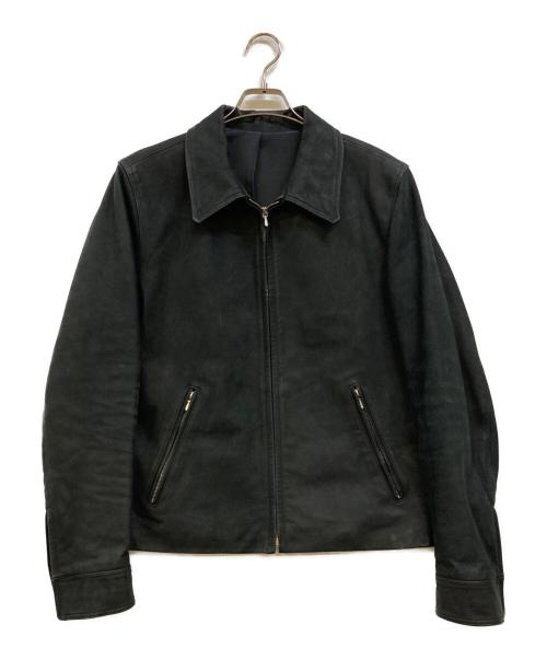 agnes b homme（アニエスベーオム）agnes b homme (アニエスベーオム) カウレザージャケット ブラック サイズ:50の古着・服飾アイテム