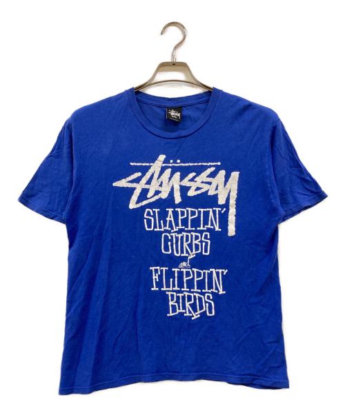 stussy（ステューシー）stussy (ステューシー) slappin curbs プリントTシャツ ブルー サイズ:Sの古着・服飾アイテム