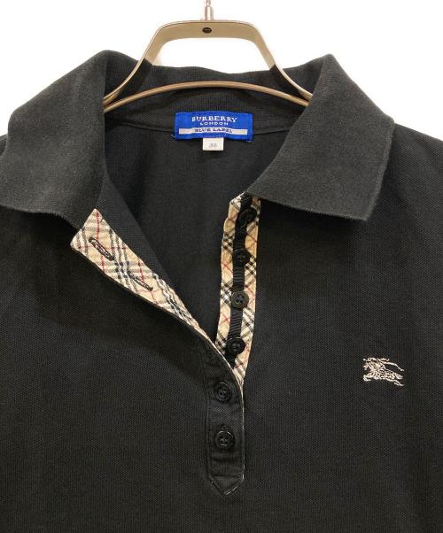 BURBERRY LONDON BLUE LABEL（バーバリーロンドンブルーレーベル）BURBERRY LONDON BLUE LABEL (バーバリーロンドンブルーレーベル) ロゴ刺繍ポロシャツ ブラック サイズ:38の古着・服飾アイテム
