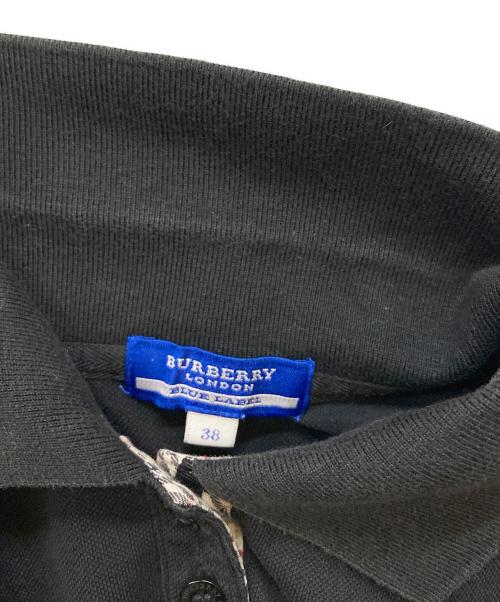 BURBERRY LONDON BLUE LABEL（バーバリーロンドンブルーレーベル）BURBERRY LONDON BLUE LABEL (バーバリーロンドンブルーレーベル) ロゴ刺繍ポロシャツ ブラック サイズ:38の古着・服飾アイテム