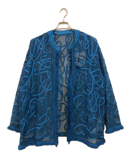 Ameri（アメリ）AMERI (アメリ) MEDI TAPE EMBROIDERY MESH ボタンレスジャケット ブルー サイズ:Free 未使用品の古着・服飾アイテム