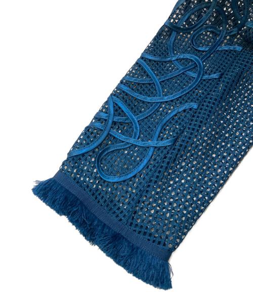 Ameri（アメリ）AMERI (アメリ) MEDI TAPE EMBROIDERY MESH ボタンレスジャケット ブルー サイズ:Free 未使用品の古着・服飾アイテム