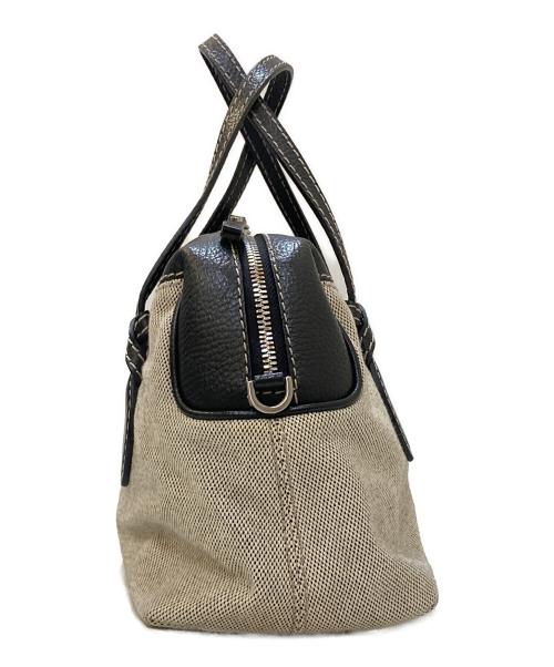 GIANNI CHIARINI（ジャンニ キアリーニ）GIANNI CHIARINI (ジャンニ キアリーニ) Safari 2WAY キャンバス×レザートートバッグ ブラック×ベージュの古着・服飾アイテム