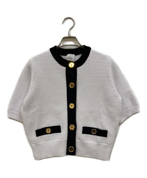 patou（パトゥ）patou (パトゥ) 半袖ニットカーディガン ホワイト サイズ:Sの古着・服飾アイテム