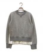 sacaiサカイ）の古着「Sponge Sweat x Cotton Poplin Pullover」｜グレー