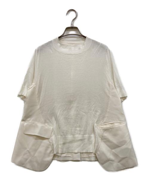 sacai（サカイ）sacai (サカイ) Wool Suiting x Cotton Knit Pullover ホワイト サイズ:2の古着・服飾アイテム