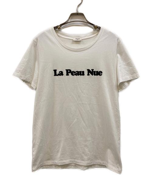 CELINE（セリーヌ）CELINE (セリーヌ) La Peau Nue フロッキープリント Tシャツ ホワイト サイズ:Ｍの古着・服飾アイテム