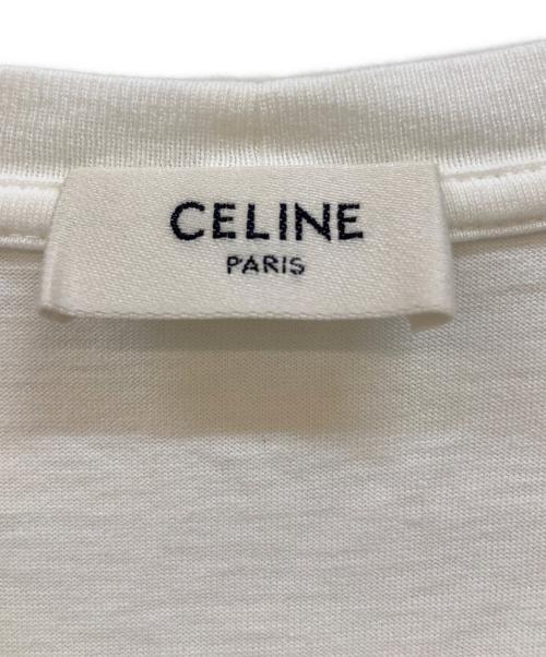 CELINE（セリーヌ）CELINE (セリーヌ) La Peau Nue フロッキープリント Tシャツ ホワイト サイズ:Ｍの古着・服飾アイテム
