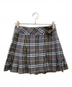 BURBERRY BLUE LABELバーバリー ブルー レーベル）の古着「ベルテッド チェック プリーツミニスカート」｜ブルー