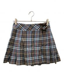 BURBERRY BLUE LABEL（バーバリー ブルー レーベル）の古着「ベルテッド チェック プリーツミニスカート」｜ブルー