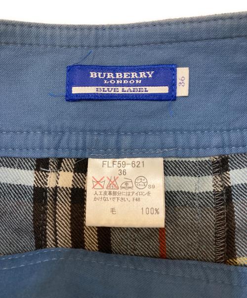 BURBERRY BLUE LABEL（バーバリー ブルー レーベル）BURBERRY BLUE LABEL (バーバリー ブルー レーベル) ベルテッド チェック プリーツミニスカート ブルー サイズ:36の古着・服飾アイテム