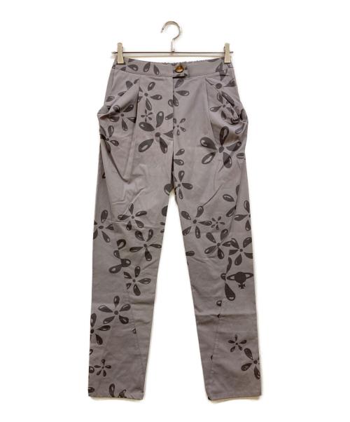 Vivienne Westwood（ヴィヴィアンウエストウッド）Vivienne Westwood (ヴィヴィアンウエストウッド) 総柄タックパンツ グレー サイズ:01 未使用品の古着・服飾アイテム