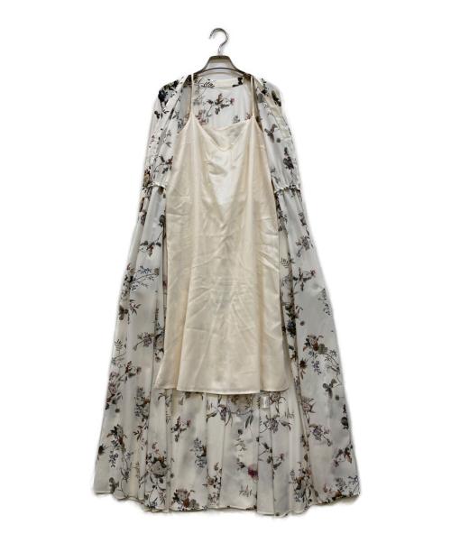 Noble（ノーブル）Noble (ノーブル) フラワープリントラグランボウタイワンピース ホワイト サイズ:Ｆの古着・服飾アイテム