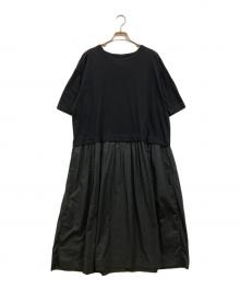 Cion（シオン）の古着「コットンTシャツコンビワンピース」｜ブラック