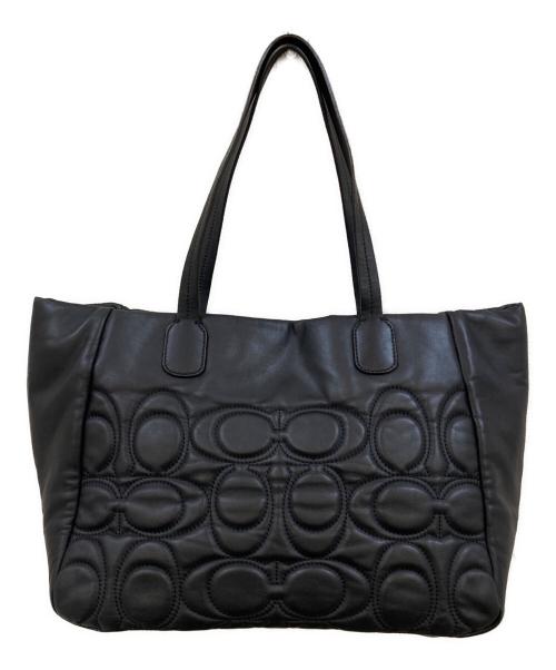 COACH（コーチ）COACH (コーチ) ウィークエンド キルトシグネチャー ターンロック トートバッグ ブラックの古着・服飾アイテム