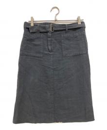 MM6 Maison Margiela（エムエムシックスメゾンマルジェラ）の古着「04SS コットンリネンミディ丈スカート」｜グレー