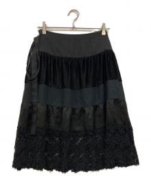 tricot COMME des GARCONS（トリココムデギャルソン）の古着「06SS ベルベットラップスカート」｜ブラック
