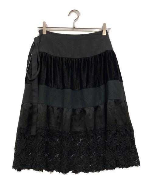 tricot COMME des GARCONS（トリココムデギャルソン）tricot COMME des GARCONS (トリココムデギャルソン) 06SS ベルベットラップスカート ブラック サイズ:Ｍの古着・服飾アイテム