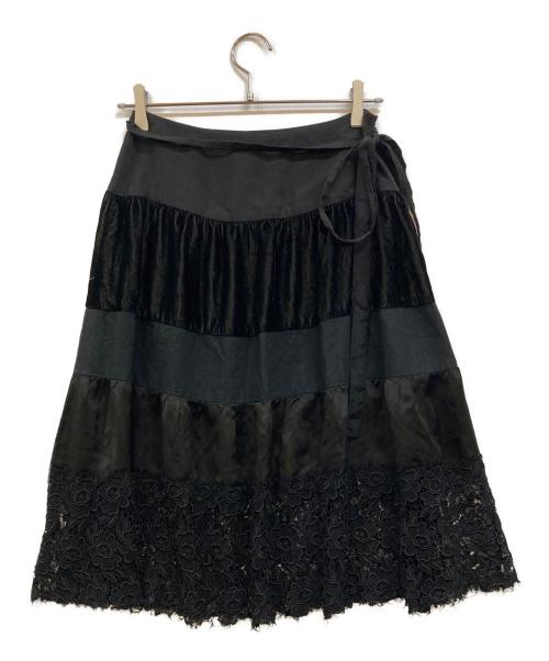 tricot COMME des GARCONS（トリココムデギャルソン）tricot COMME des GARCONS (トリココムデギャルソン) 06SS ベルベットラップスカート ブラック サイズ:Ｍの古着・服飾アイテム
