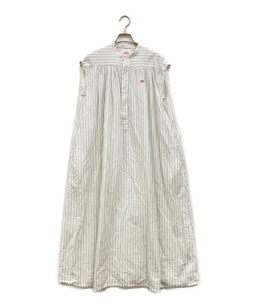 DANTON（ダントン）DANTON (ダントン) コットンリネン ギャザー ノースリーブワンピース ホワイト サイズ:36の古着・服飾アイテム