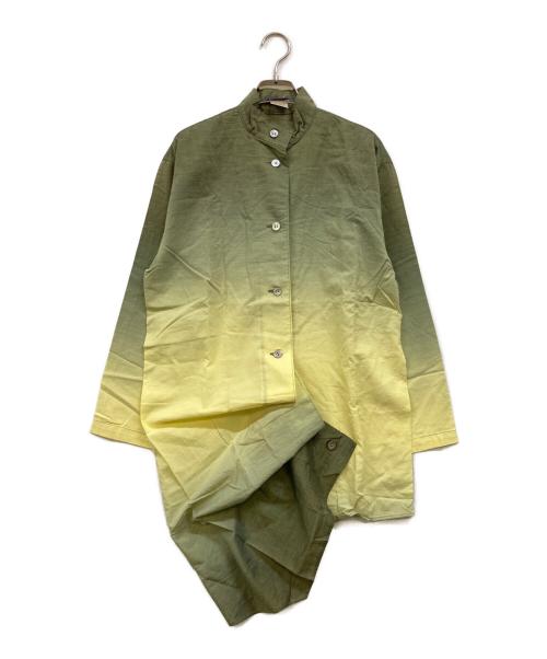 ISSEY MIYAKE（イッセイミヤケ）ISSEY MIYAKE (イッセイミヤケ) グラデーション アシンメトリーシャツワンピース グリーン サイズ:Ｍの古着・服飾アイテム