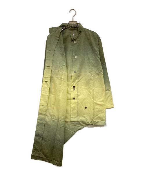 ISSEY MIYAKE（イッセイミヤケ）ISSEY MIYAKE (イッセイミヤケ) グラデーション アシンメトリーシャツワンピース グリーン サイズ:Ｍの古着・服飾アイテム