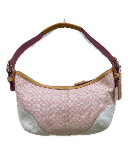 COACH（コーチ）COACH (コーチ) シグネチャー ワンショルダーバッグ ピンクの古着・服飾アイテム