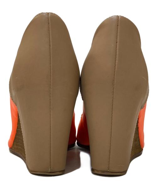 MM6 Maison Margiela（エムエムシックスメゾンマルジェラ）MM6 Maison Margiela (エムエムシックスメゾンマルジェラ) ウェッジソール オープントゥパンプス オレンジ サイズ:36の古着・服飾アイテム