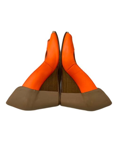 MM6 Maison Margiela（エムエムシックスメゾンマルジェラ）MM6 Maison Margiela (エムエムシックスメゾンマルジェラ) ウェッジソール オープントゥパンプス オレンジ サイズ:36の古着・服飾アイテム