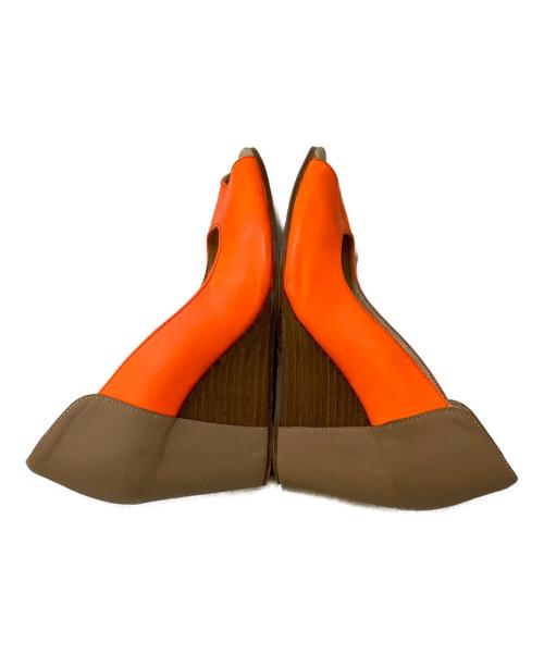 MM6 Maison Margiela（エムエムシックスメゾンマルジェラ）MM6 Maison Margiela (エムエムシックスメゾンマルジェラ) ウェッジソール オープントゥパンプス オレンジ サイズ:36の古着・服飾アイテム