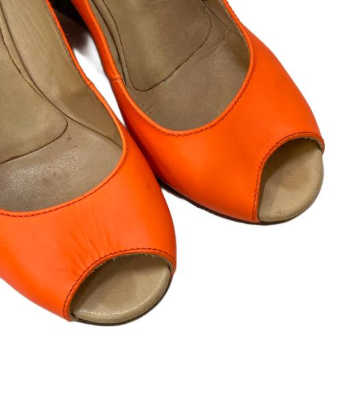 MM6 Maison Margiela（エムエムシックスメゾンマルジェラ）MM6 Maison Margiela (エムエムシックスメゾンマルジェラ) ウェッジソール オープントゥパンプス オレンジ サイズ:36の古着・服飾アイテム