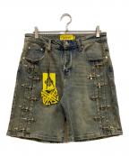 GUAPIグアピ）の古着「FADED CROSS DENIM SHORTS」｜インディゴ
