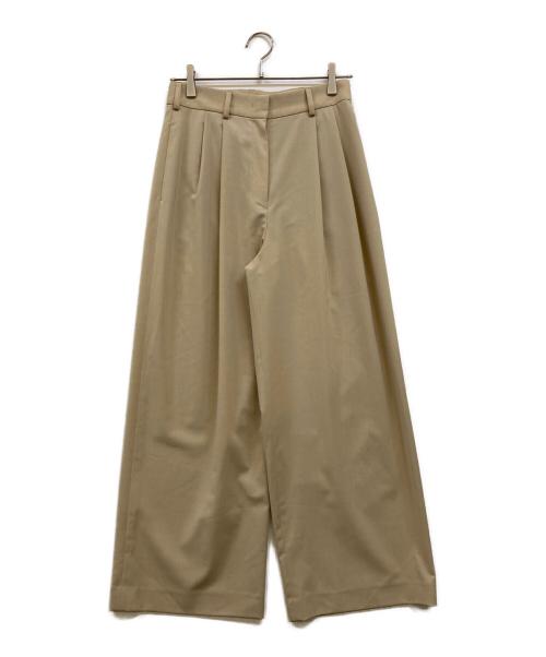 BALLSEY（ボールジィ）BALLSEY (ボールジィ) ポリエステルツイル ２タックスラックスパンツ ベージュ サイズ:36の古着・服飾アイテム