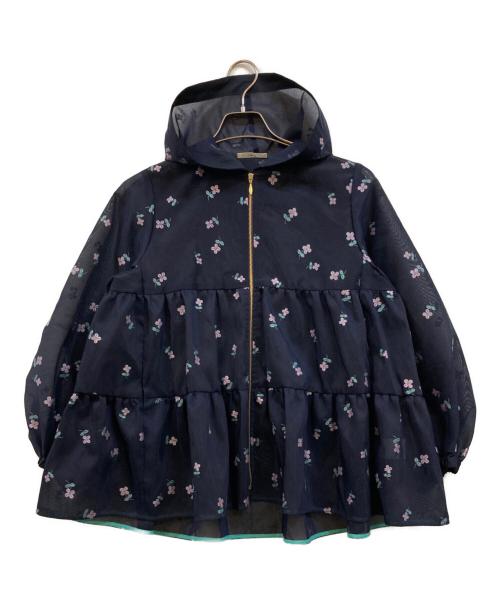 YORI（ヨリ）yori (ヨリ) フクレ刺繍 花柄フーデッドブルゾン ネイビー サイズ:Ｆの古着・服飾アイテム