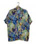 V2 BY VERSACE（ヴェルサーチ V2）の古着「バロック総柄 シルクオープンカラーシャツ」｜ブルー