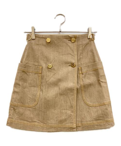 FENDI（フェンディ）FENDI (フェンディ) 金釦ラップミニスカート ブラウン サイズ:IT 38の古着・服飾アイテム