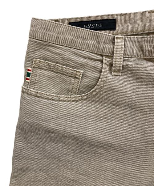 GUCCI（グッチ）GUCCI (グッチ) ロゴ釦 デニムパンツ ブラウン サイズ:44の古着・服飾アイテム