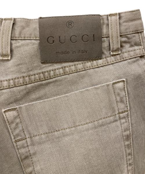 GUCCI（グッチ）GUCCI (グッチ) ロゴ釦 デニムパンツ ブラウン サイズ:44の古着・服飾アイテム