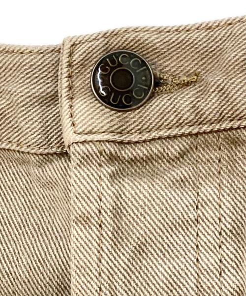 GUCCI（グッチ）GUCCI (グッチ) ロゴ釦 デニムパンツ ブラウン サイズ:44の古着・服飾アイテム