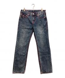 TRUE RELIGION（トゥルー レリジョン）の古着「RICKY BIG T FLP デニムパンツ」｜ネイビー×レッド