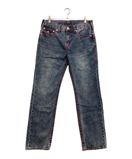 TRUE RELIGION（トゥルー レリジョン）TRUE RELIGION (トゥルー レリジョン) RICKY BIG T FLP デニムパンツ ネイビー×レッド サイズ:W33の古着・服飾アイテム