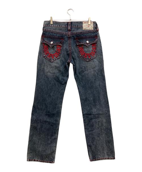 TRUE RELIGION（トゥルー レリジョン）TRUE RELIGION (トゥルー レリジョン) RICKY BIG T FLP デニムパンツ ネイビー×レッド サイズ:W33の古着・服飾アイテム