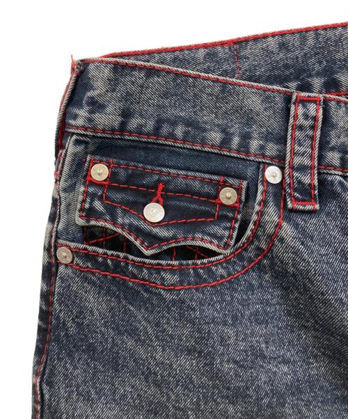 TRUE RELIGION（トゥルー レリジョン）TRUE RELIGION (トゥルー レリジョン) RICKY BIG T FLP デニムパンツ ネイビー×レッド サイズ:W33の古着・服飾アイテム